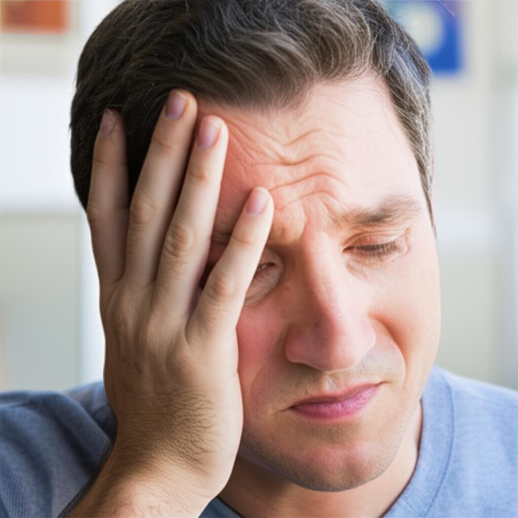 Man looking frustrated and tired, thinking about his health