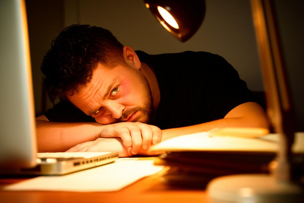 tired man working at desk