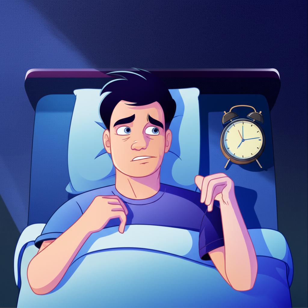 illustration of a man looking worried in the morning