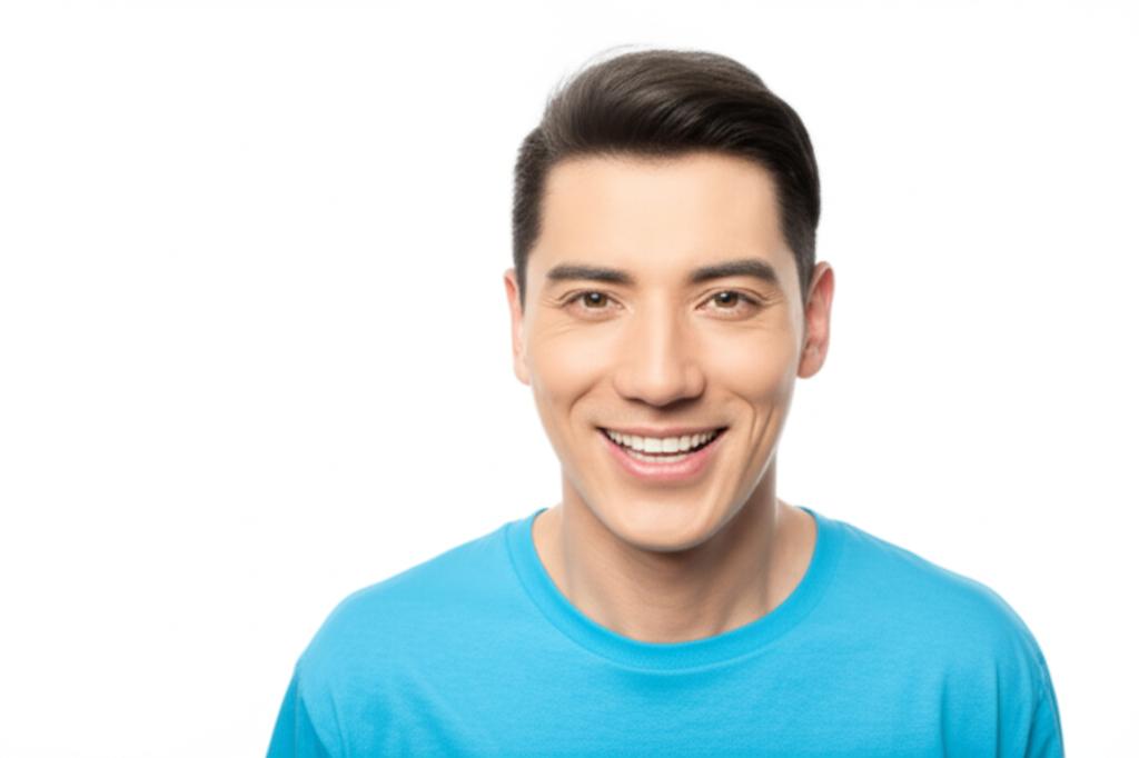 A man smiling confidently, looking healthy and energetic.